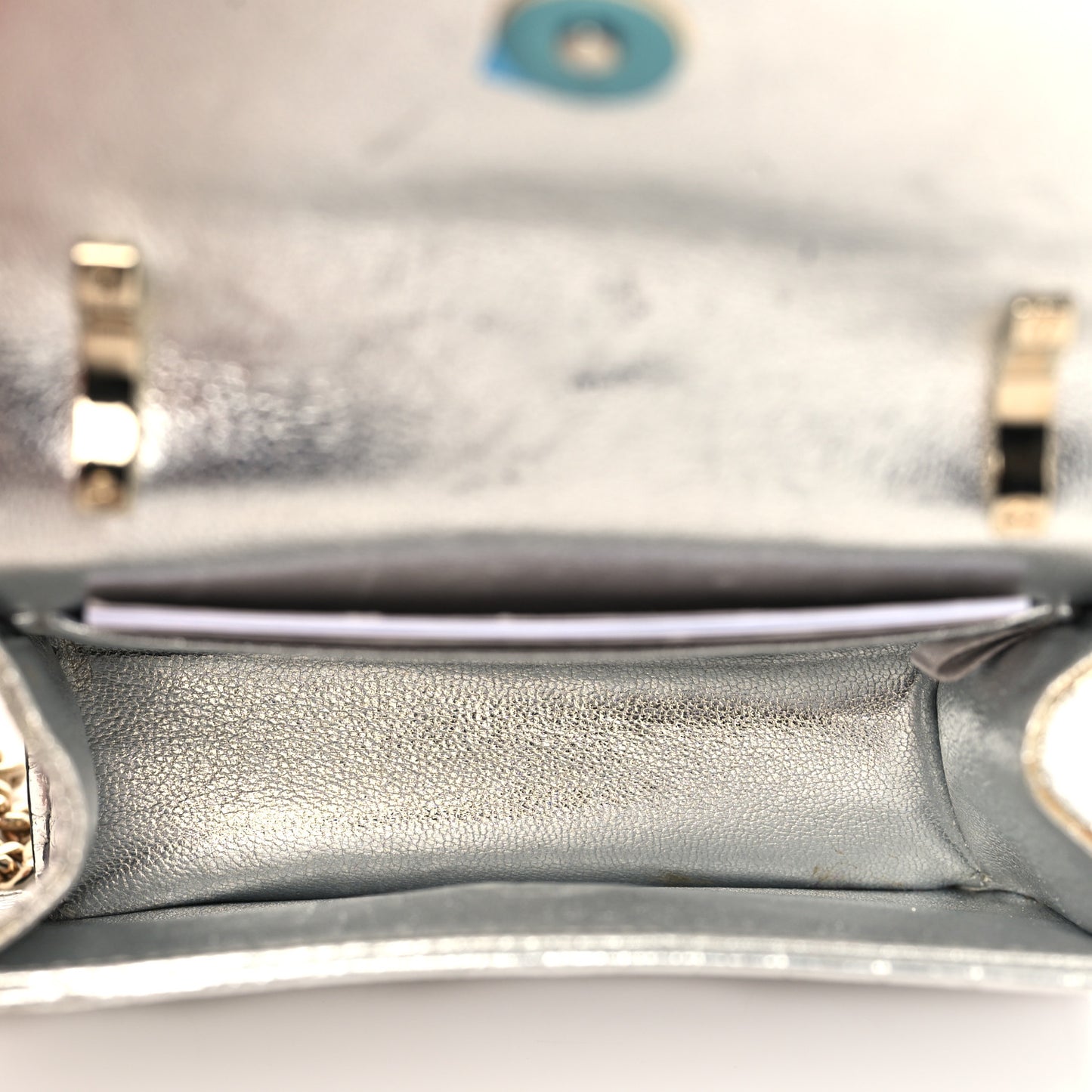 Metallic Calfskin Crocodile Embossed Mini Paris Crossbody Silver