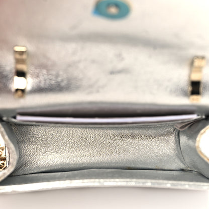 Jimmy Choo Metallic Calfskin Crocodile Embossed Mini Paris Crossbody Silver 4 of 8