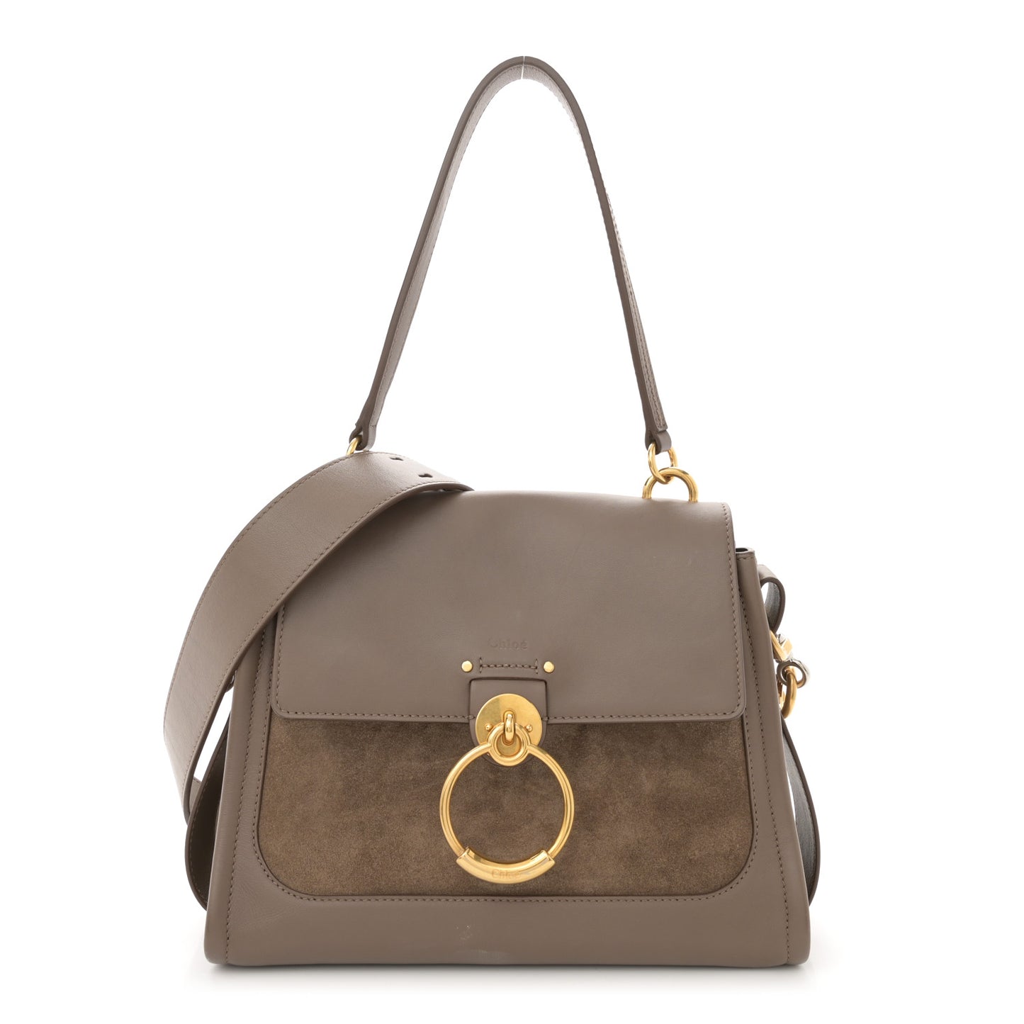 Calfskin Suede Small Tess Day Bag Motty Grey