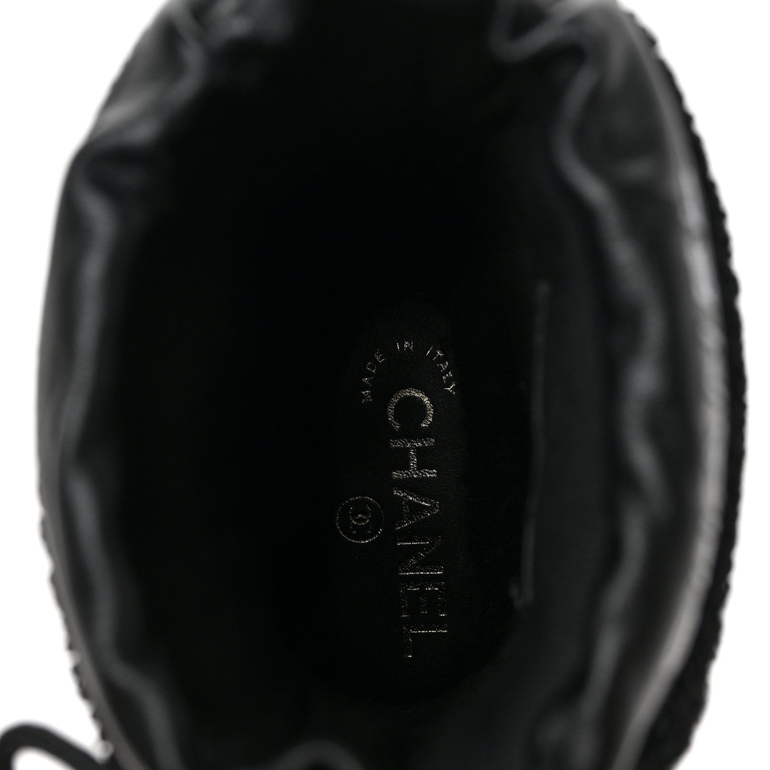 Chanel Tweed Shearling Sheepskin Drawstring Snow Ankle Boots 35 Black 8 of 9