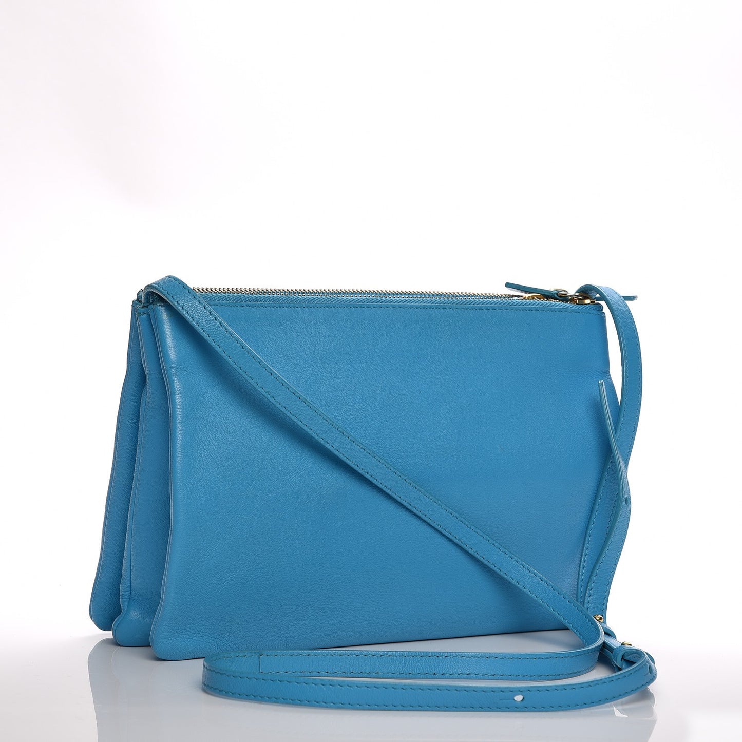 Lambskin Large Trio Crossbody Bag Turquoise