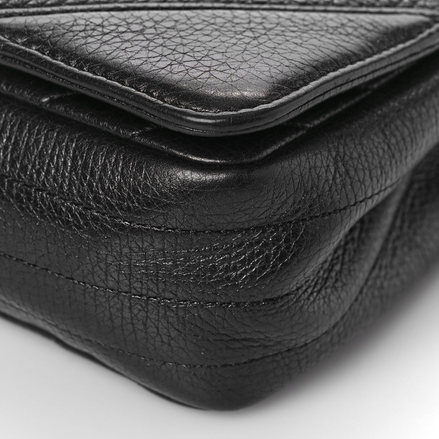 Chevron Quilted Medium Statement Flap Black