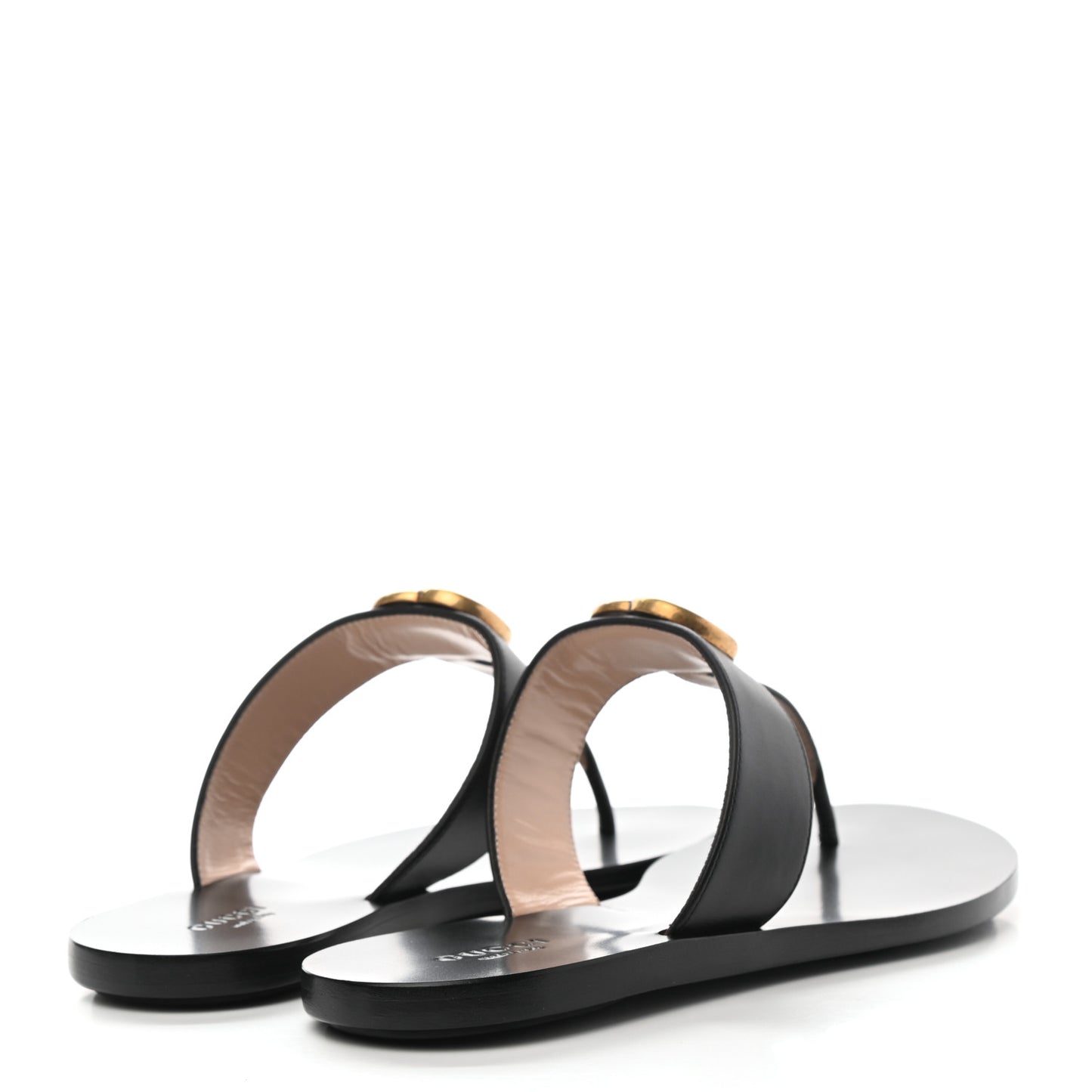 Calfskin GG Marmont Thong Sandals 38 Black