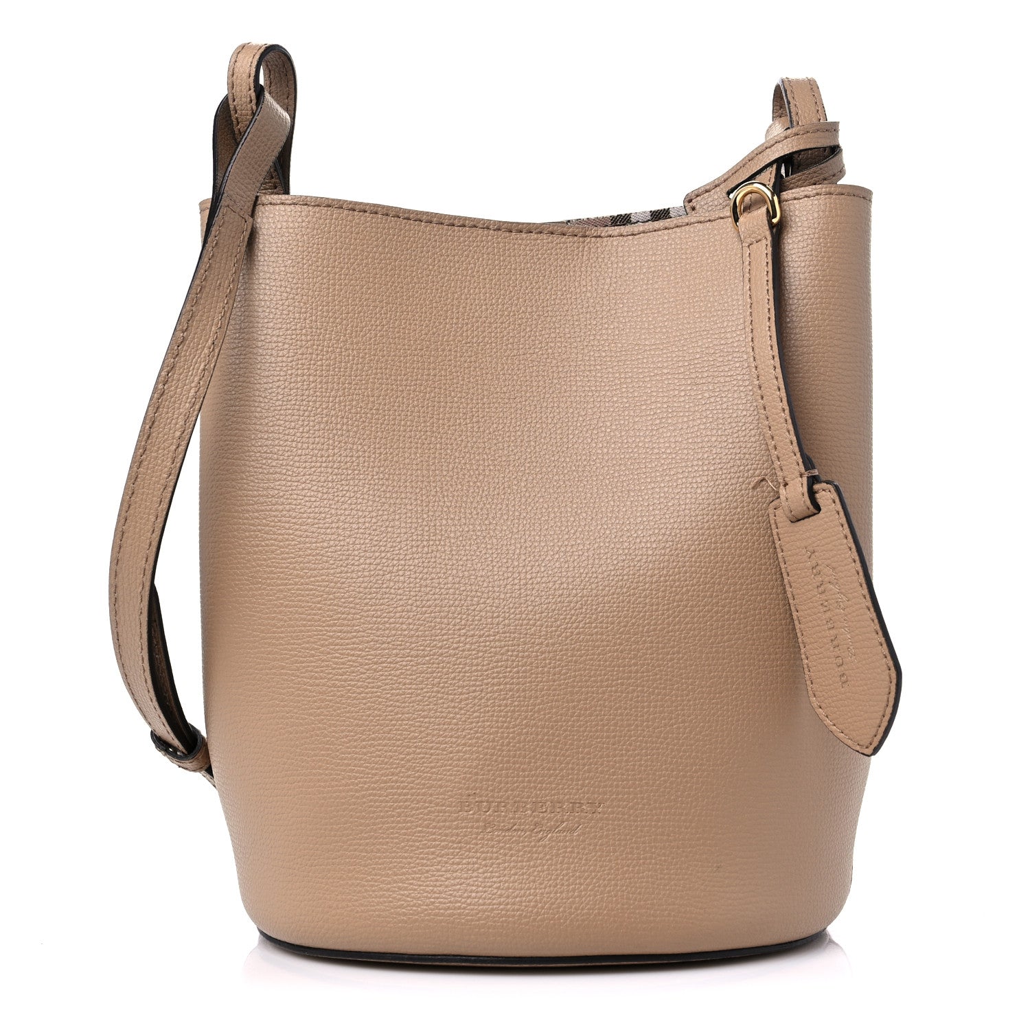 Burberry Haymarket Check Colours Small Lorne Bucket Crossbody Beige 1 of 9