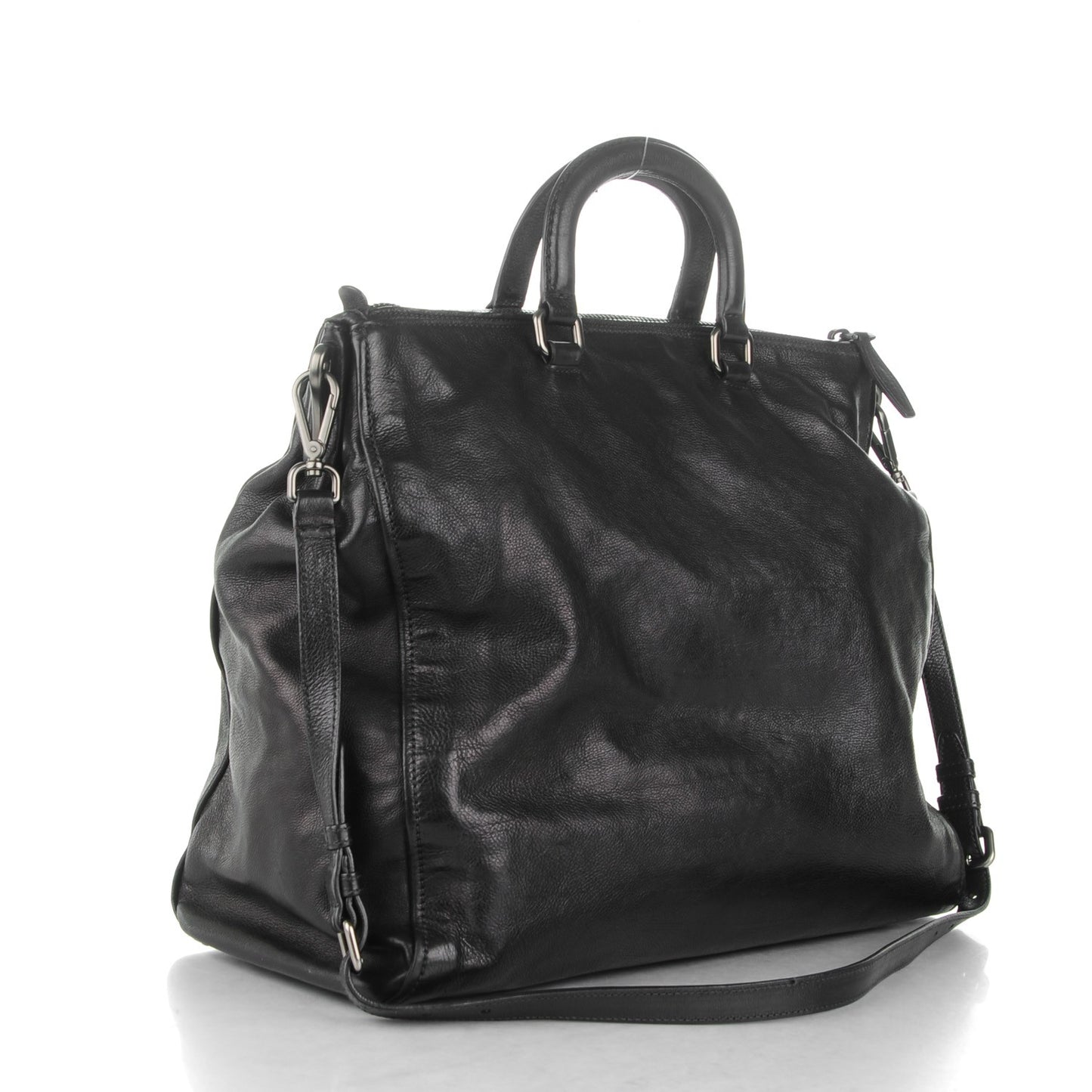 Glace Calf Shopping Tote Nero Black