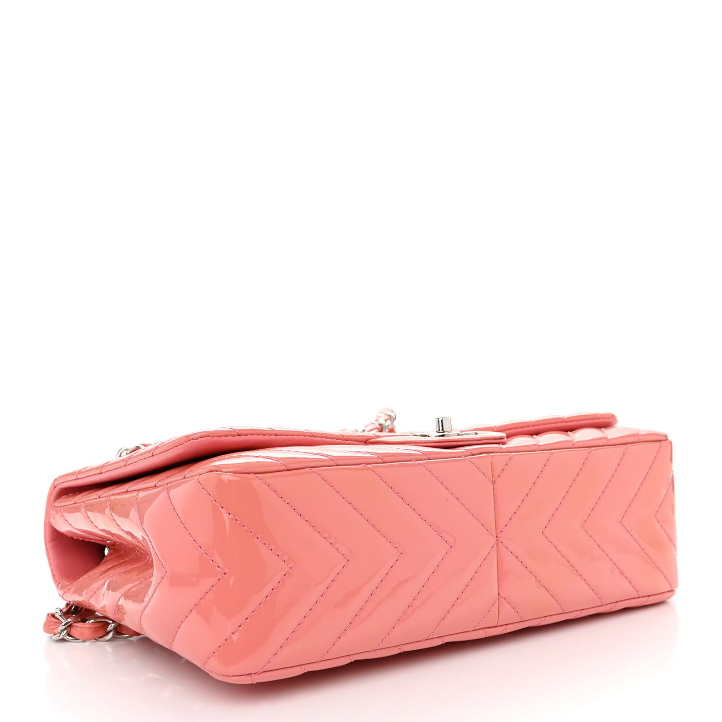 Patent Chevron Quilted Jumbo Double Flap Light Pink