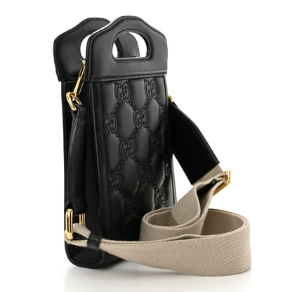 Gucci Calfskin GG Matelasse Mini Top Slip Handle Crossbody Bag Black Natural 3 of 13