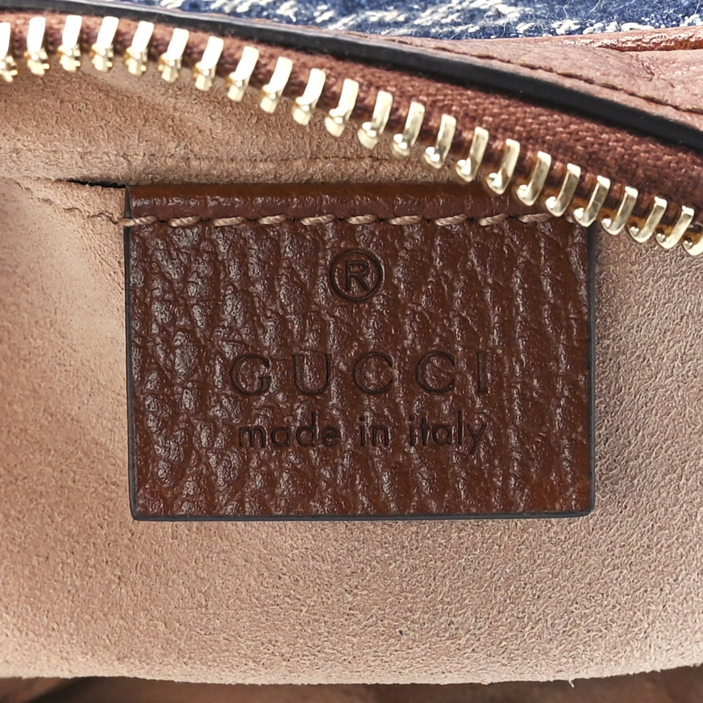 New Denim GG Monogram Dollar Calfskin Mini Ophidia Shoulder Bag Blue Tea Cuir Epilog