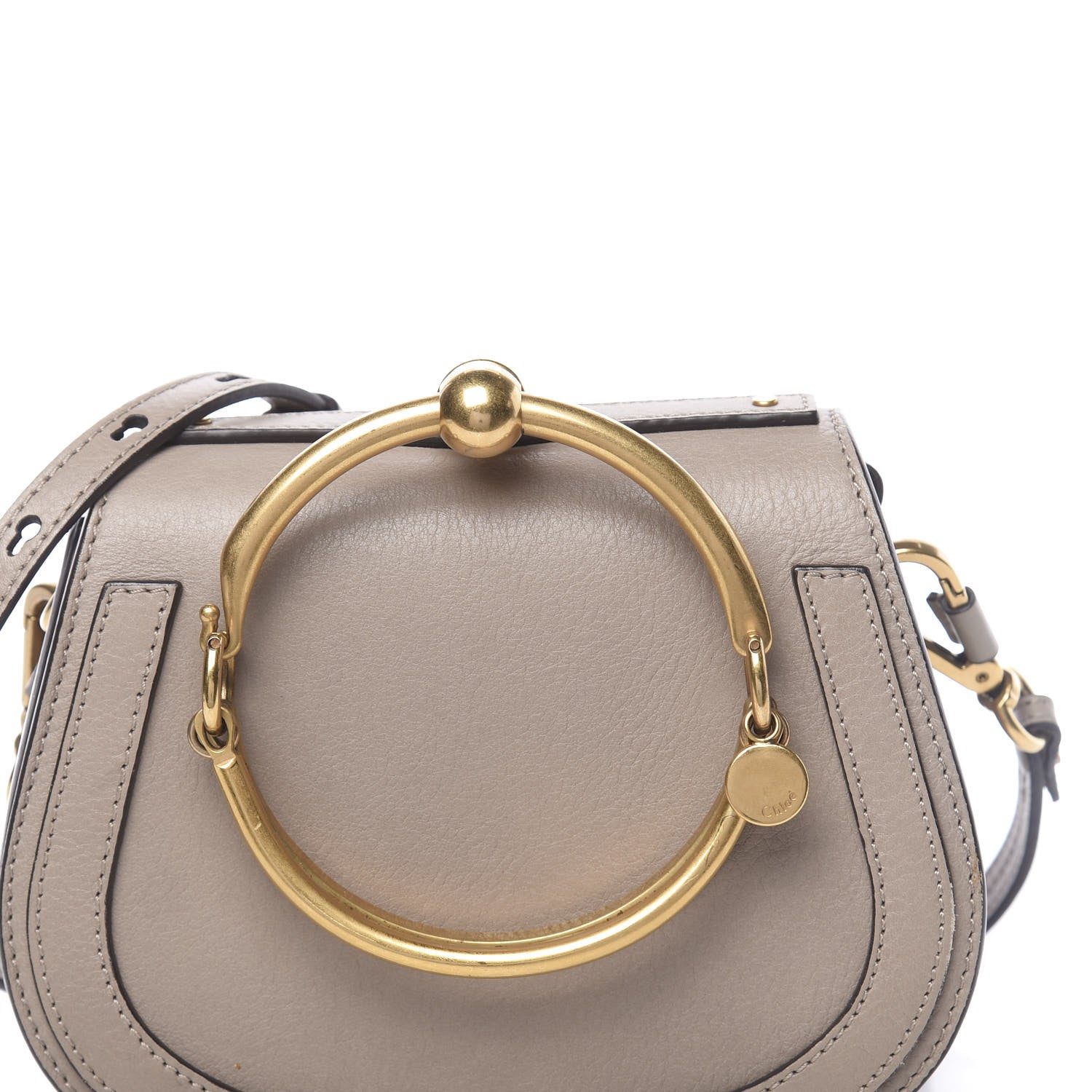 Chloe Calfskin Suede Small Nile Bracelet Bag Motty Grey 7 of 10