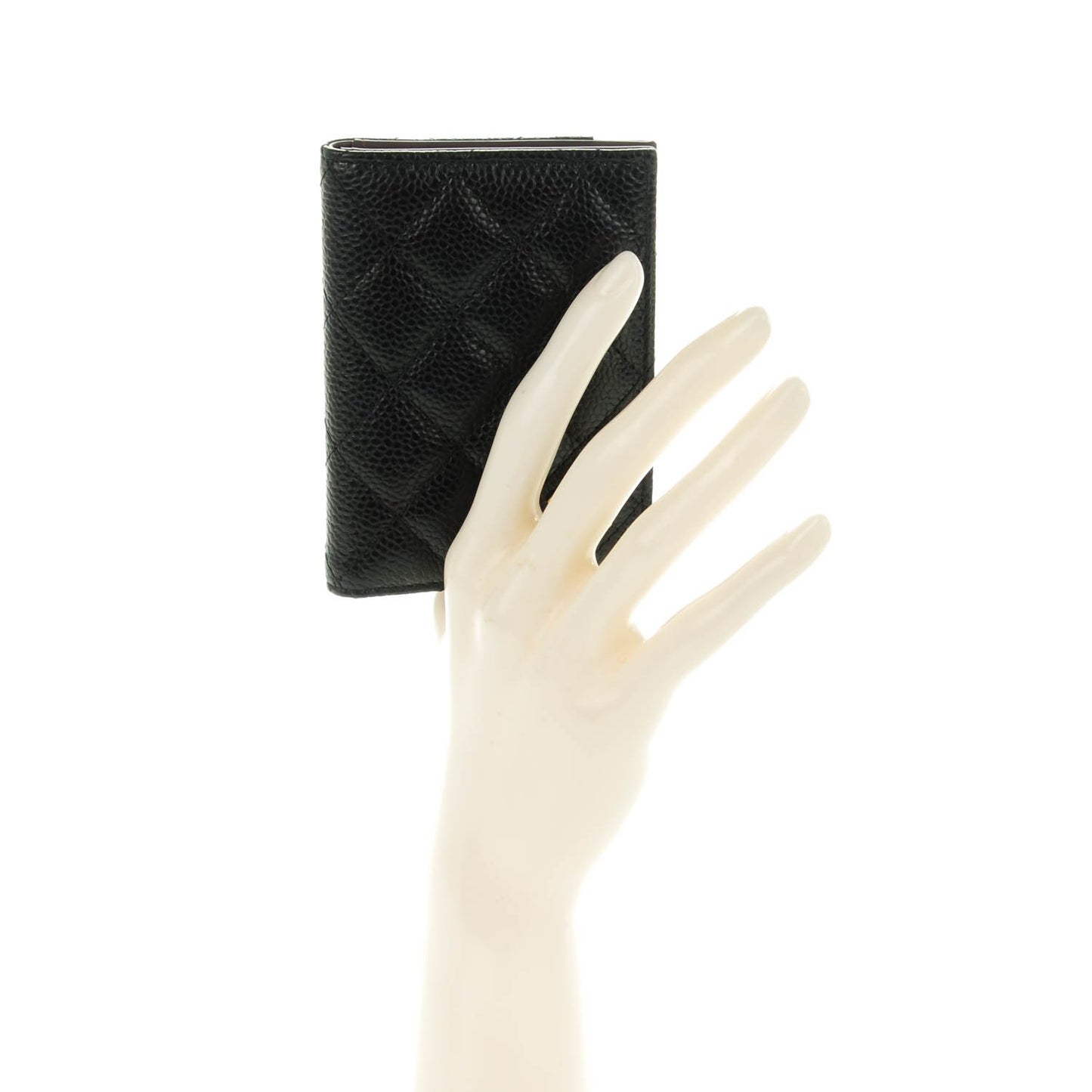Caviar Quilted Card Holder Wallet Black