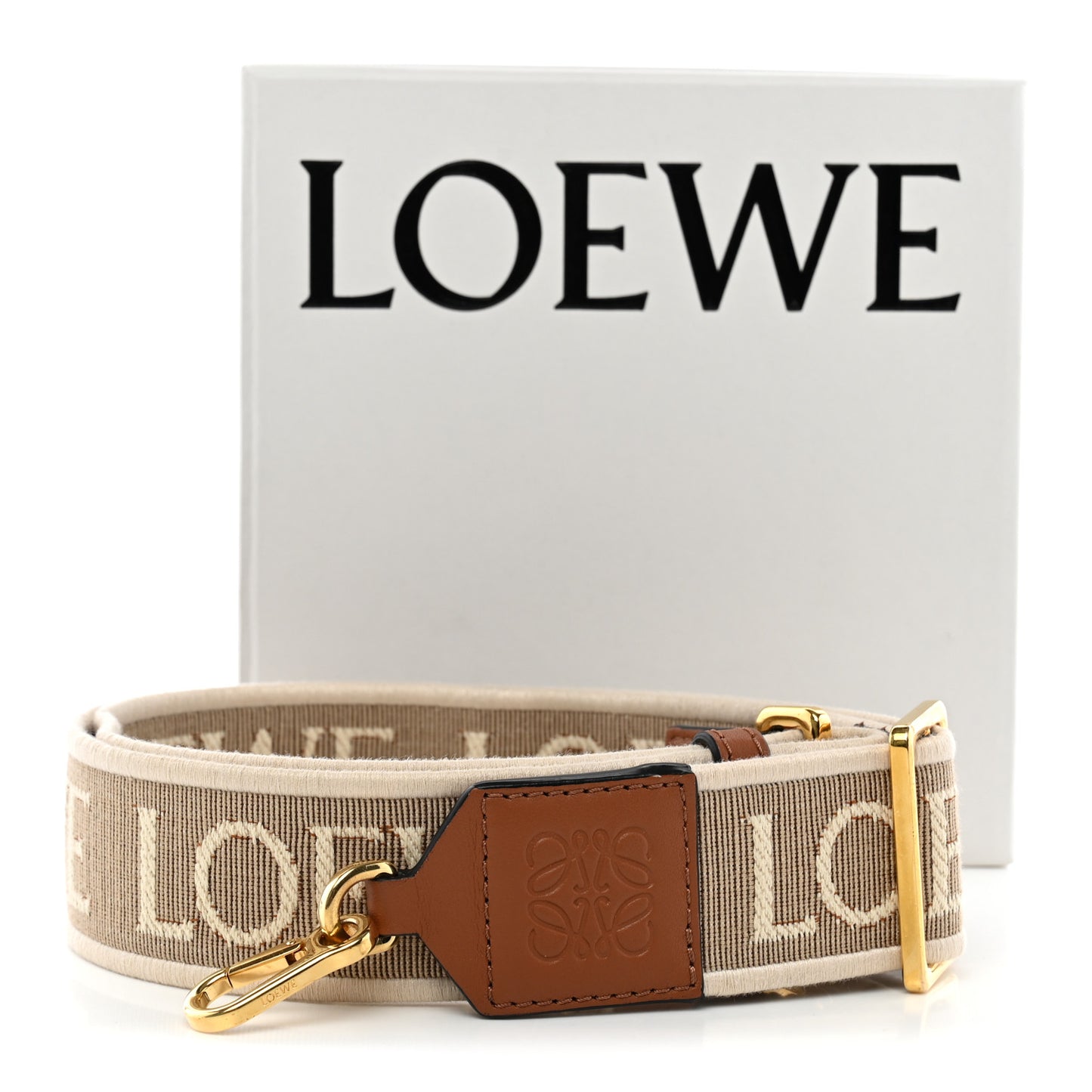 Calfskin Jacquard Anagram Strap Natural Tan