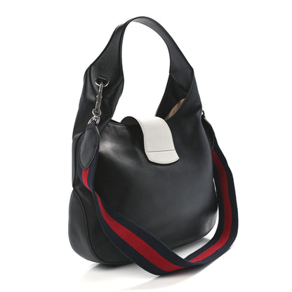 Gucci Calfskin Web Medium Dionysus Hobo Black White 3 of 12