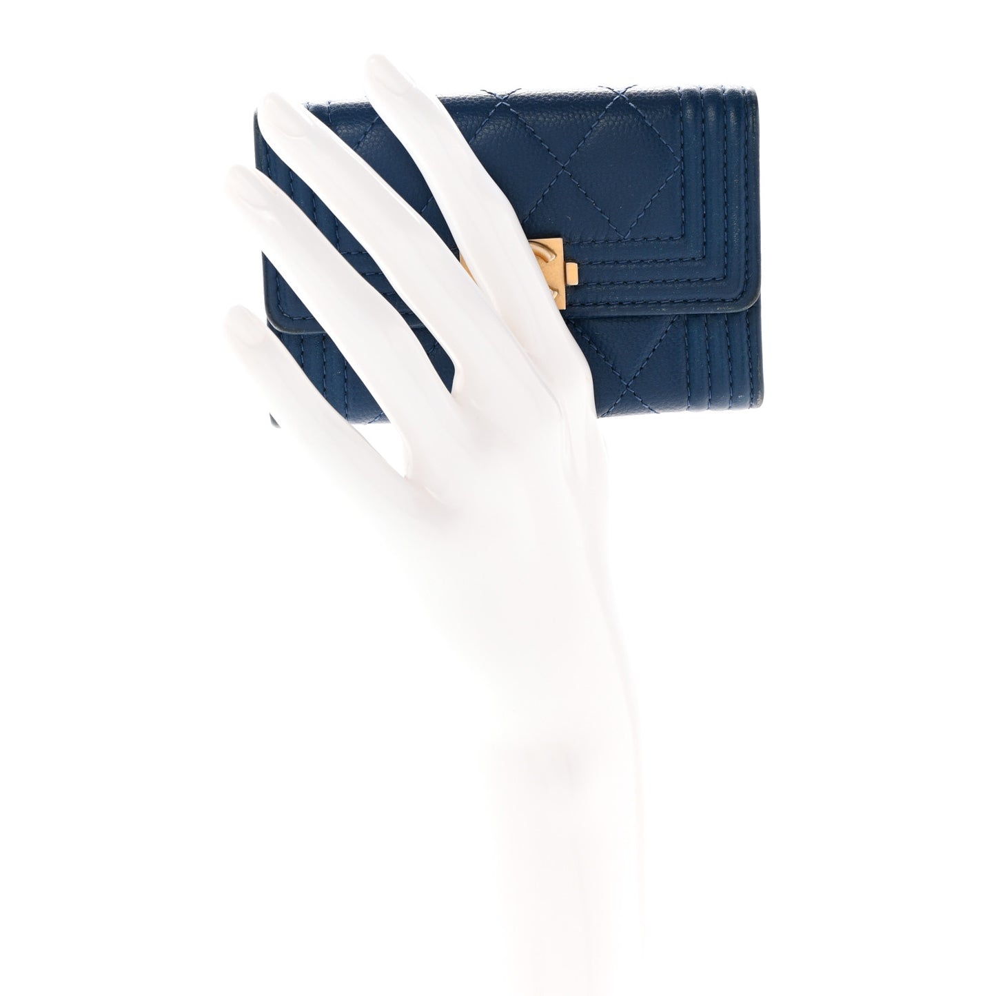 Caviar Quilted Boy Flap Card Holder Blue