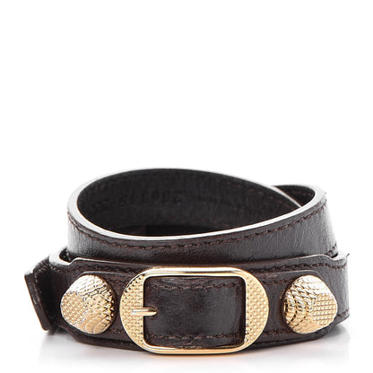 Balenciaga Agneau Giant Gold Triple Tour M Bracelet Cigare Fonce 1 of 8