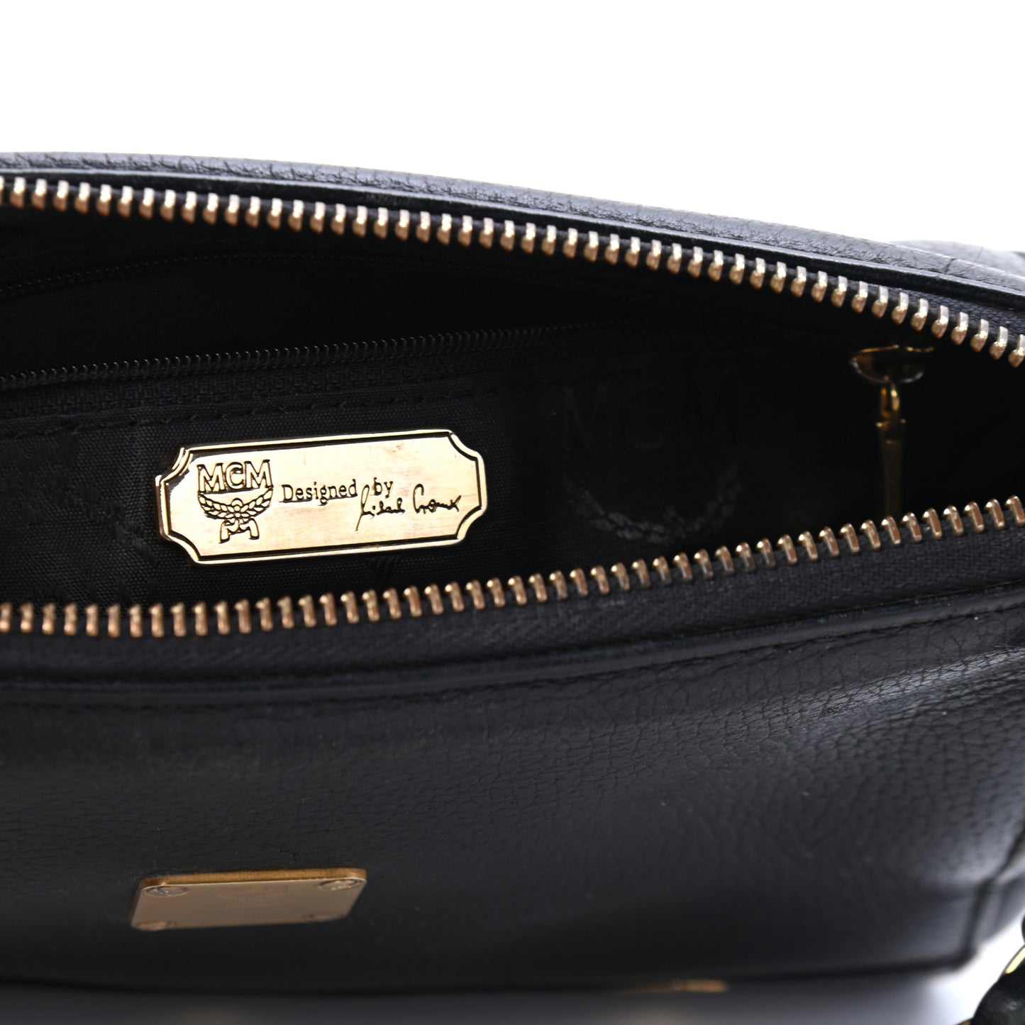 Grained Calfskin Studded Crossbody Black