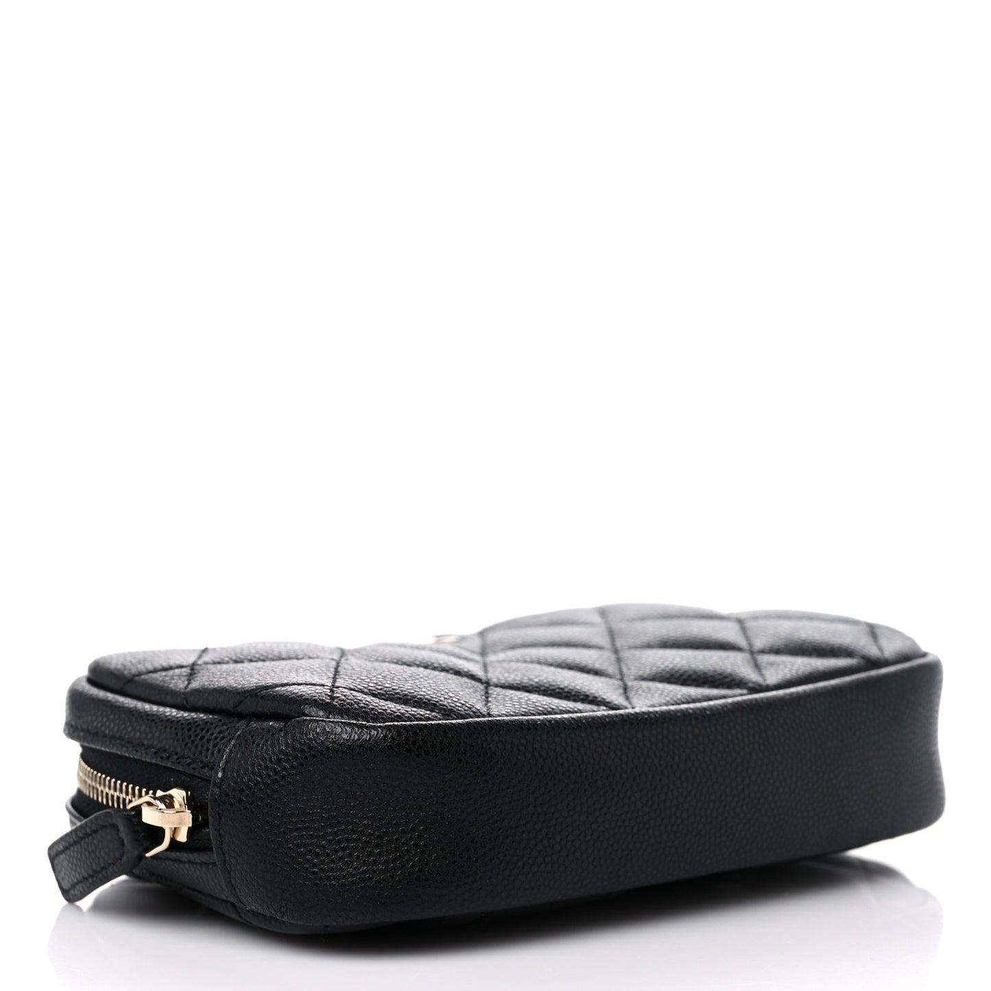 Caviar Quilted Small Curvy Pouch Cosmetic Case Black