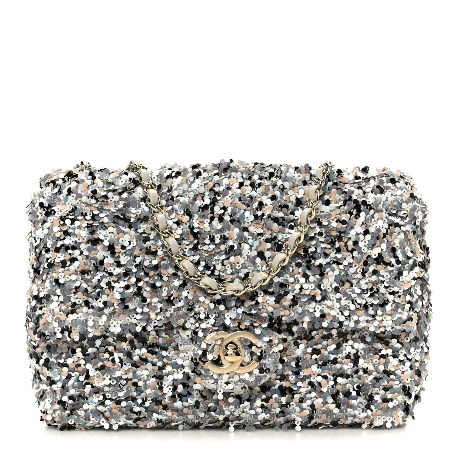 Chanel Sequin Mini Flap Gray Black White Pearly White 1 of 11