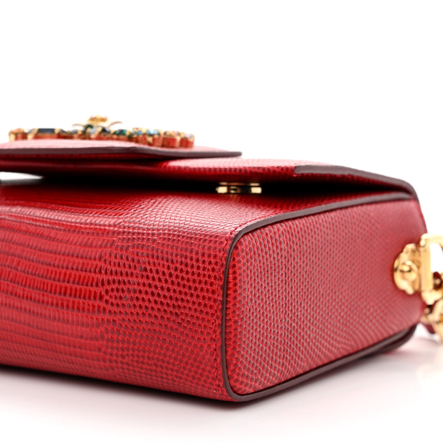 Dolce & Gabbana Lizard Embossed Crystal Embellished DG Millennials
