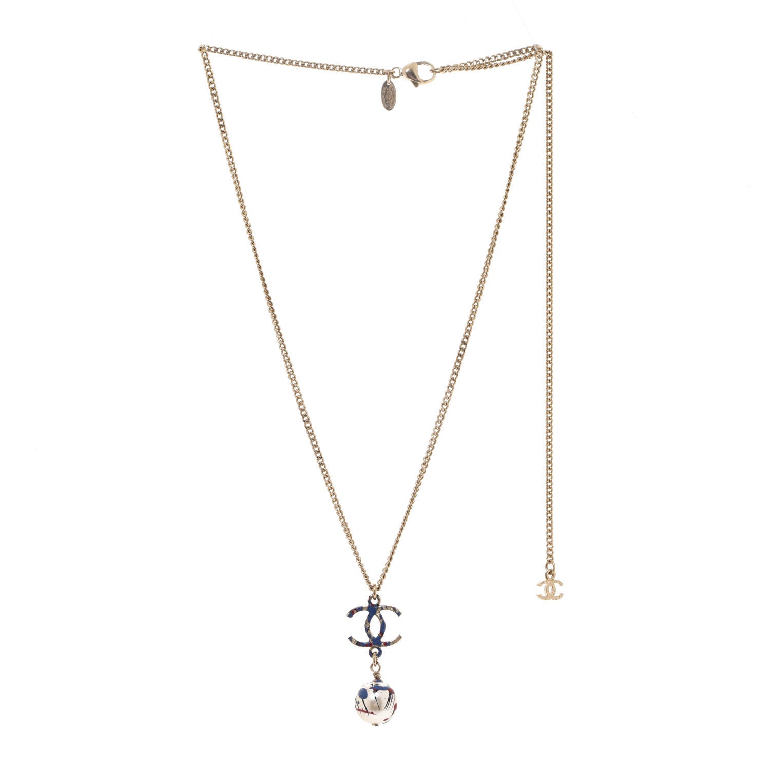 Chanel Pearl Bead CC Jackson Pollock Splattered Paint Drop Necklace Black Red Blue 3 of 6