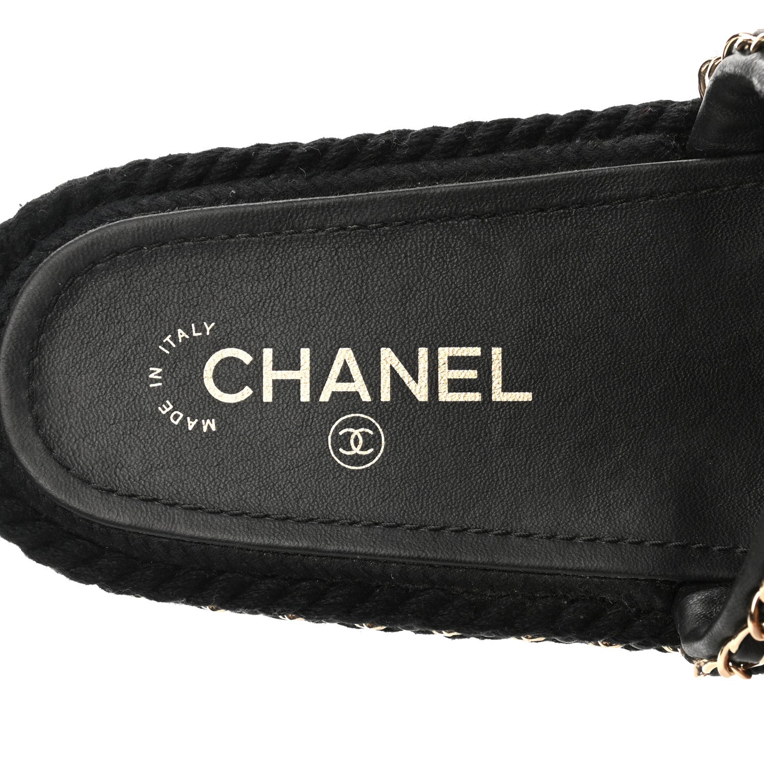 Chanel Cord Braided Chain Slide Sandals 37 Black 7 of 11