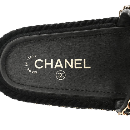 Chanel Cord Braided Chain Slide Sandals 37 Black 7 of 11