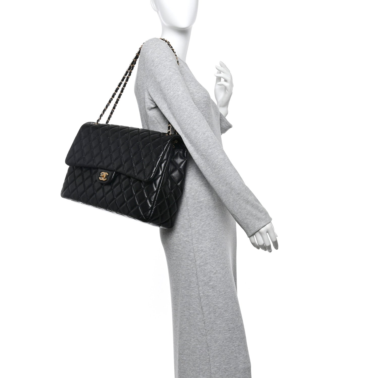 Chanel Grained Calfksin Quilted XXL Travel Flap Bag Black 2 of 10