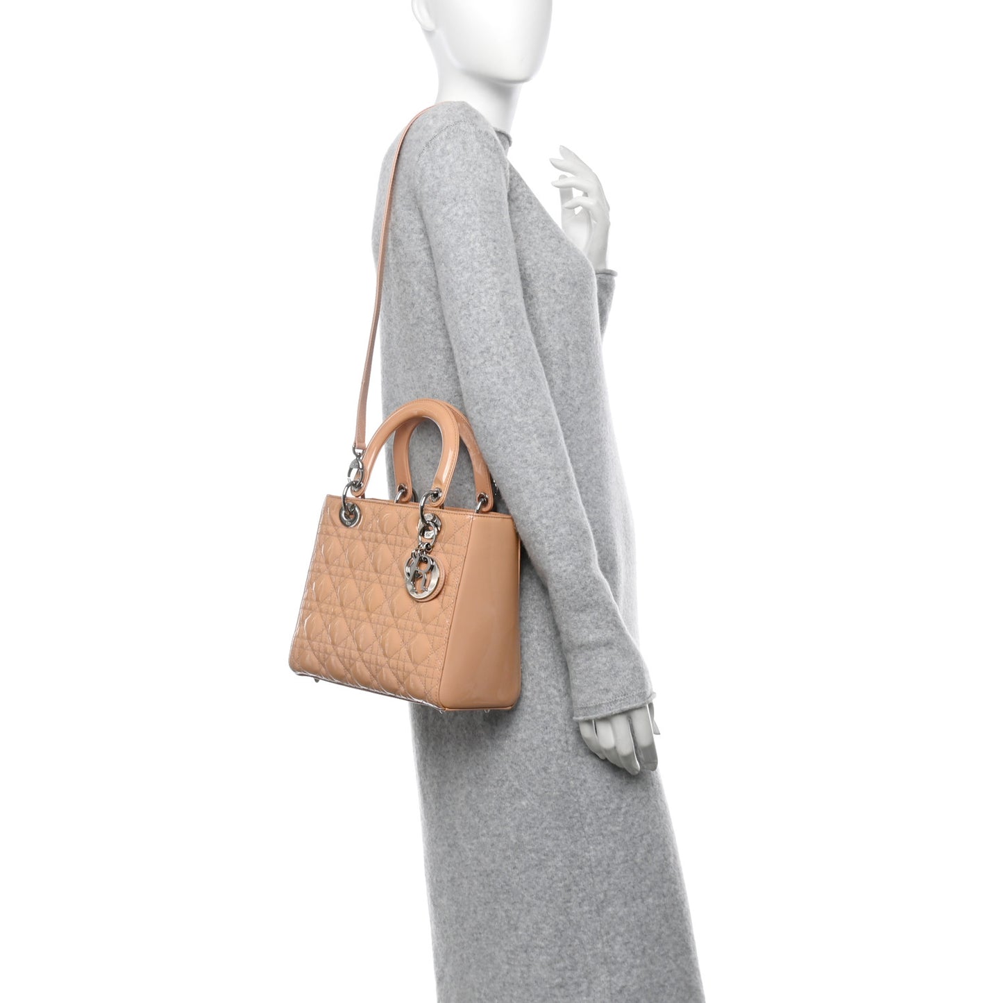 Patent Cannage Medium Lady Dior Rose Clair