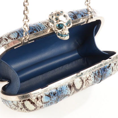 Alexander McQueen Snakeskin Skull Box Clutch Blue 8 of 8