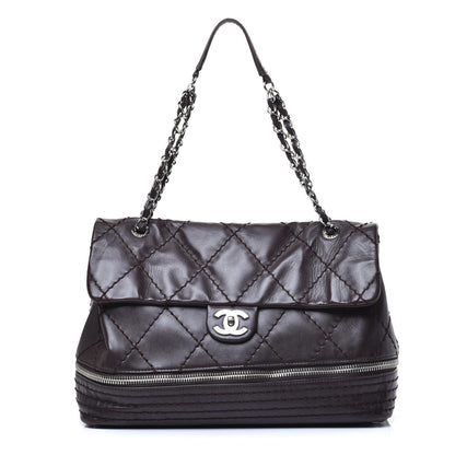 Chanel Calfskin Stitched Large Expandable Flap Bag Dark Brown 1 of 9