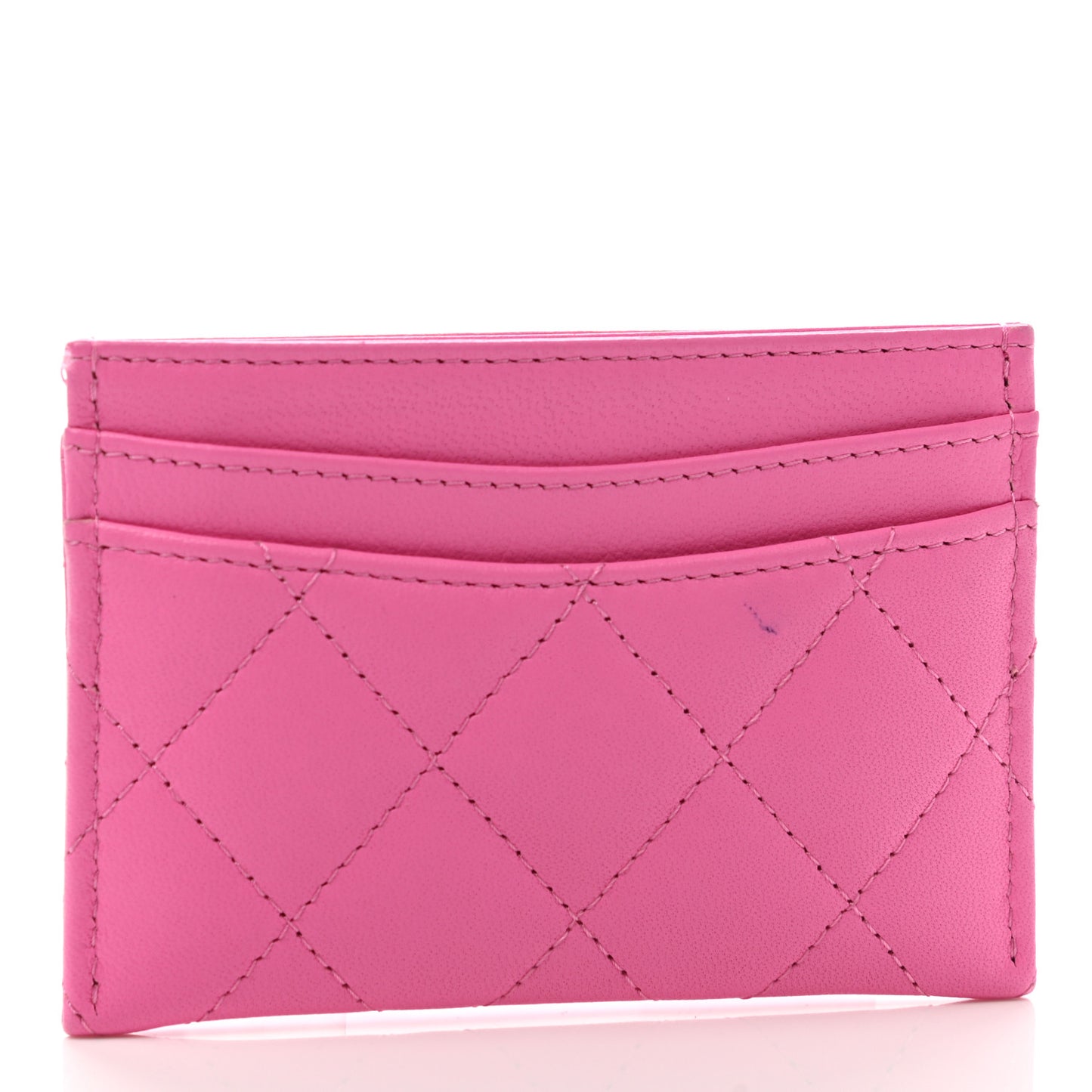 Lambskin Quilted Card Holder Pink