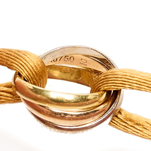 18K Pink Yellow White Gold Trinity Adjustable Cord Bracelet Gold