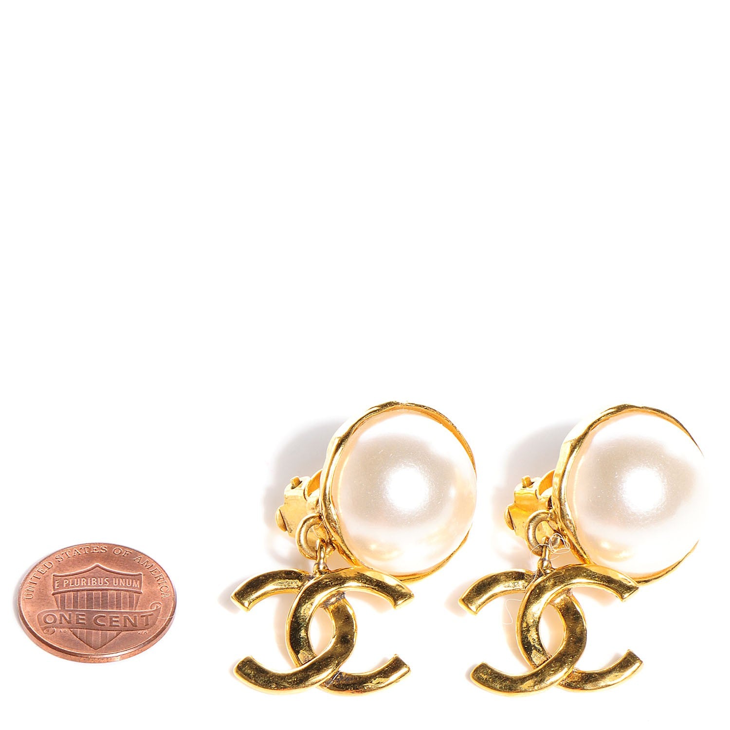 Chanel Pearl CC Dangle Clip On Earrings 2 of 4