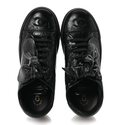 Chanel Crumpled Calfskin Womens CC Bow Sneakers 36.5 Black 2 of 9