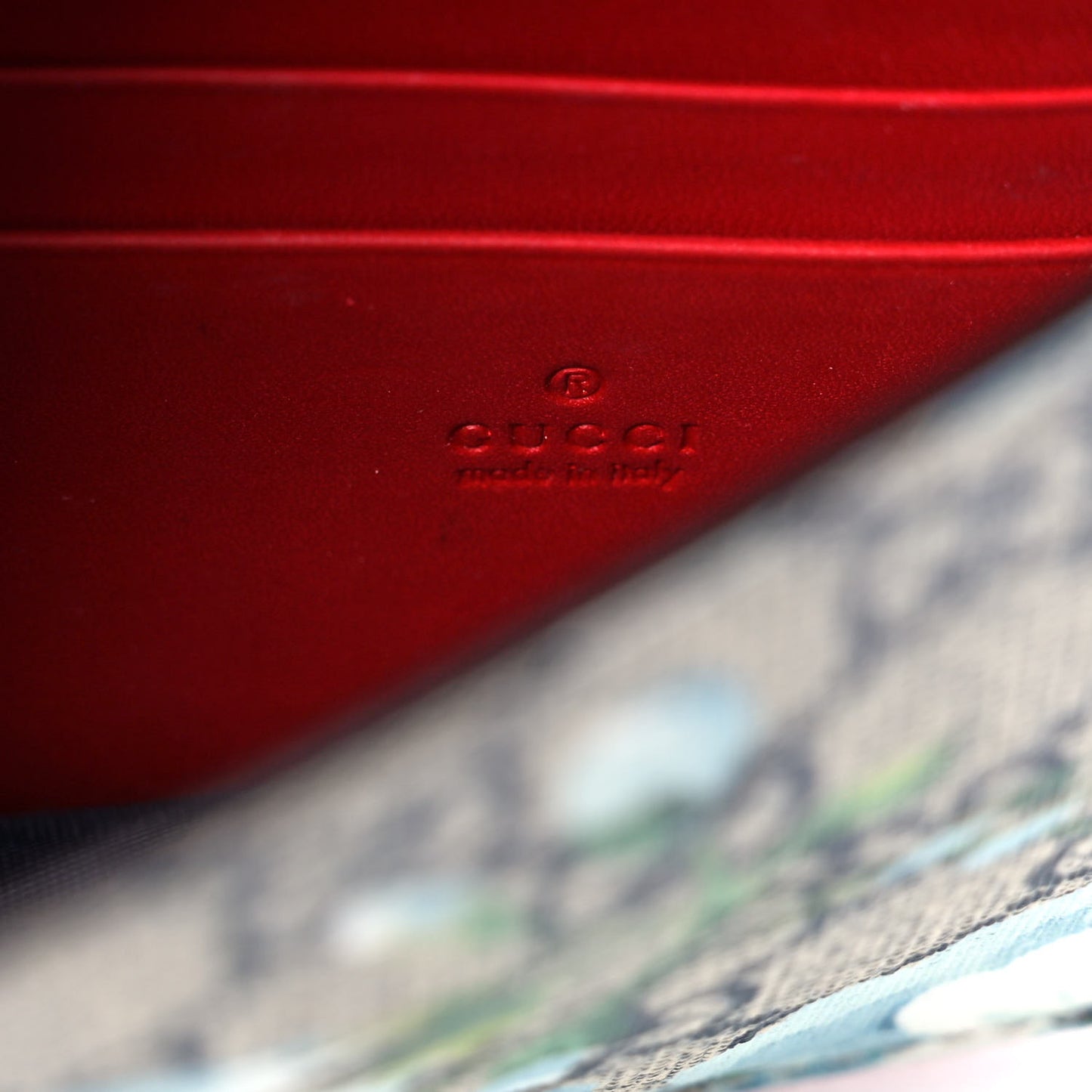 GG Supreme Monogram Blooms Chain Wallet Blue