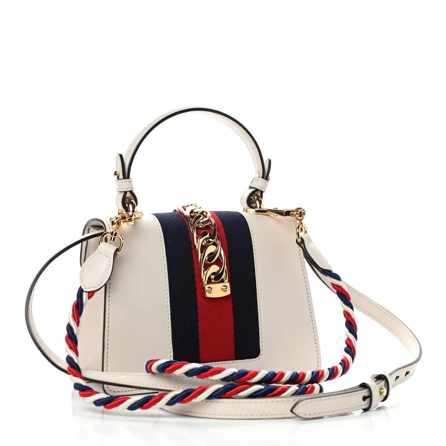 Calfskin Mini Sylvie Top Handle Bag White