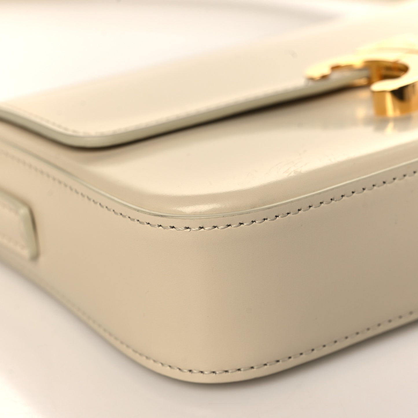 Natural Calfskin Triomphe Shoulder Bag White