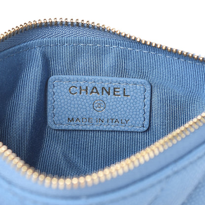 Chanel Caviar Chevron Quilted Small Cosmetic Case Blue 6 of 10