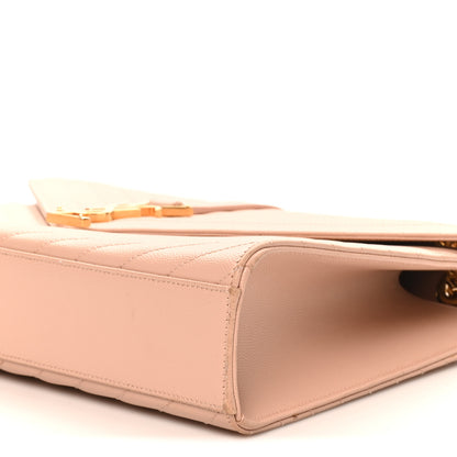 Saint Laurent Grain De Poudre Matelasse Chevron Large Monogram Satchel Pale Pink 10 of 10
