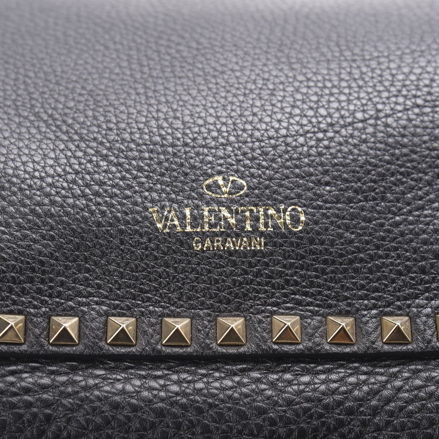 Valentino Garavani Pebbled Calfskin Rockstud Flip Lock Flap Messenger Satchel Black 12 of 12