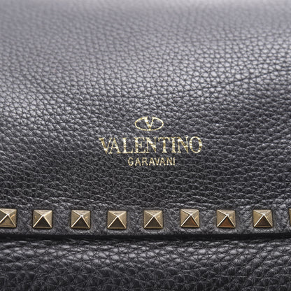 Valentino Garavani Pebbled Calfskin Rockstud Flip Lock Flap Messenger Satchel Black 12 of 12
