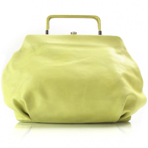 MARNILeatherFrameBagChartreuse