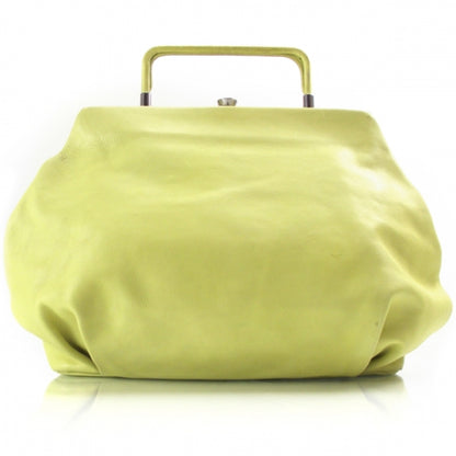 FASHIONPHILE MARNILeatherFrameBagChartreuse 1 of 9