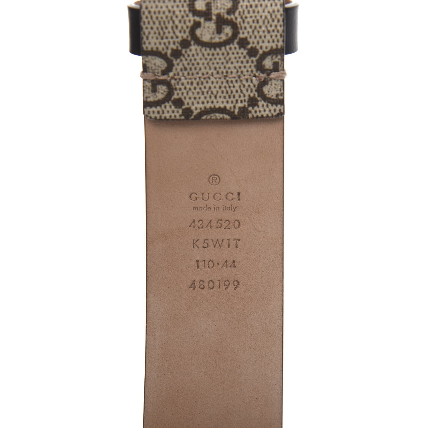 Gucci GG Supreme Monogram Selleria Calfskin Tiger 35mm Belt 110 44 Beige Ebony Multicolor Cocoa 5 of 7