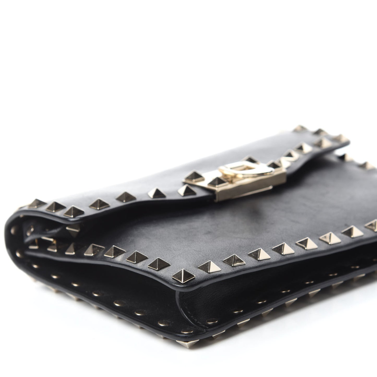 Vitello Rockstud Shoulder Flap Bag Black