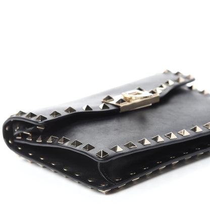 Valentino Garavani Vitello Rockstud Shoulder Flap Bag Black 6 of 10