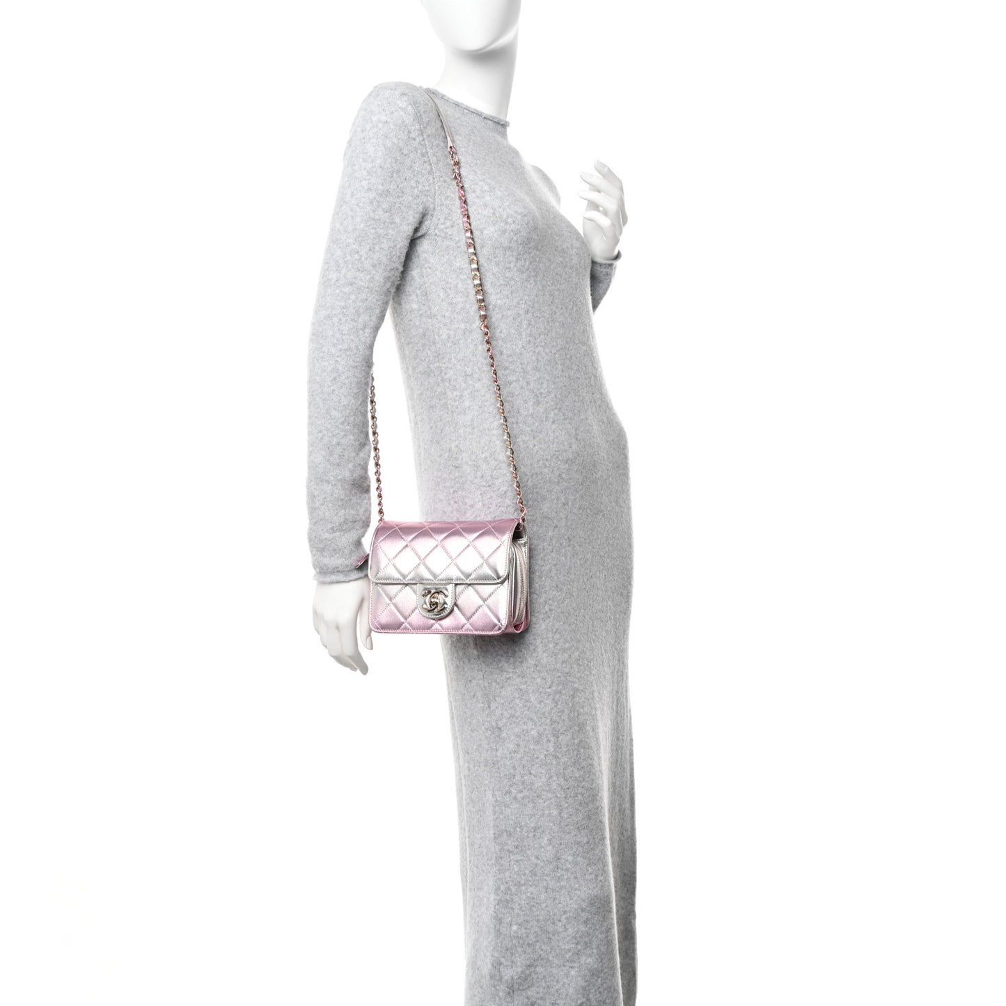 Metallic Lambskin Like A Wallet Flap Golden Pink
