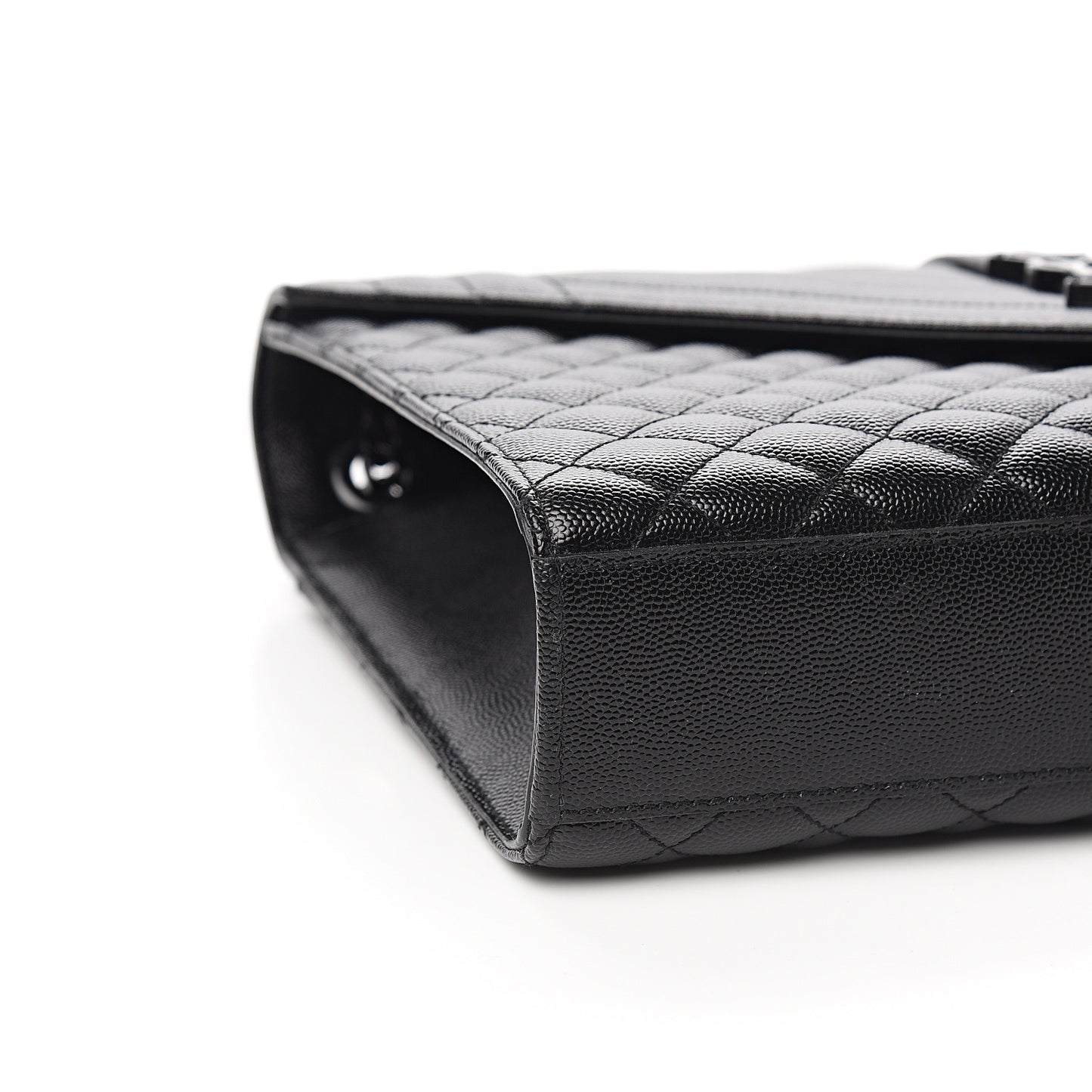 Grain De Poudre Textured Mixed Matelasse Large Triquilt Monogram Monochrome Satchel Black