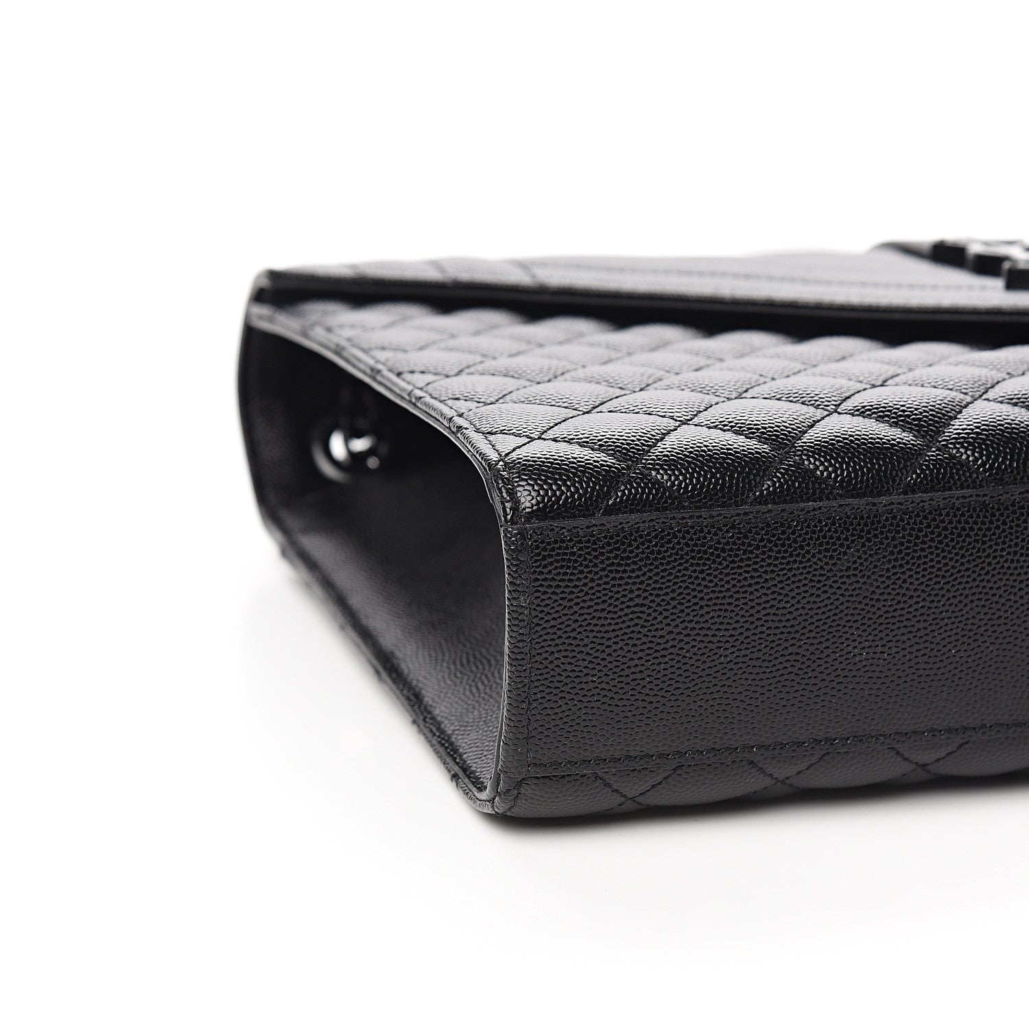 Saint Laurent Grain De Poudre Textured Mixed Matelasse Large Triquilt Monogram Monochrome Satchel Black 7 of 9