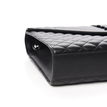 Saint Laurent Grain De Poudre Textured Mixed Matelasse Large Triquilt Monogram Monochrome Satchel Black 7 of 9