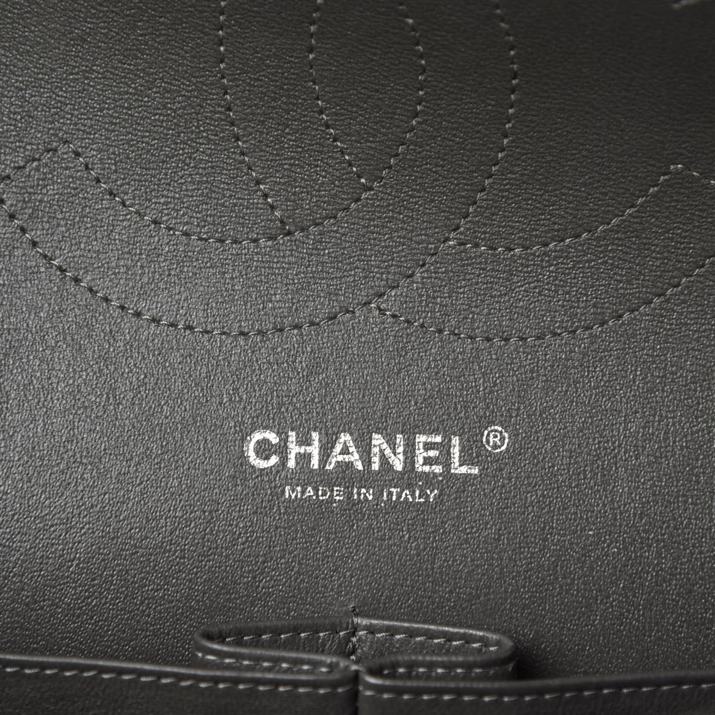 Lambskin Quilted Jumbo Double Flap Dark Grey